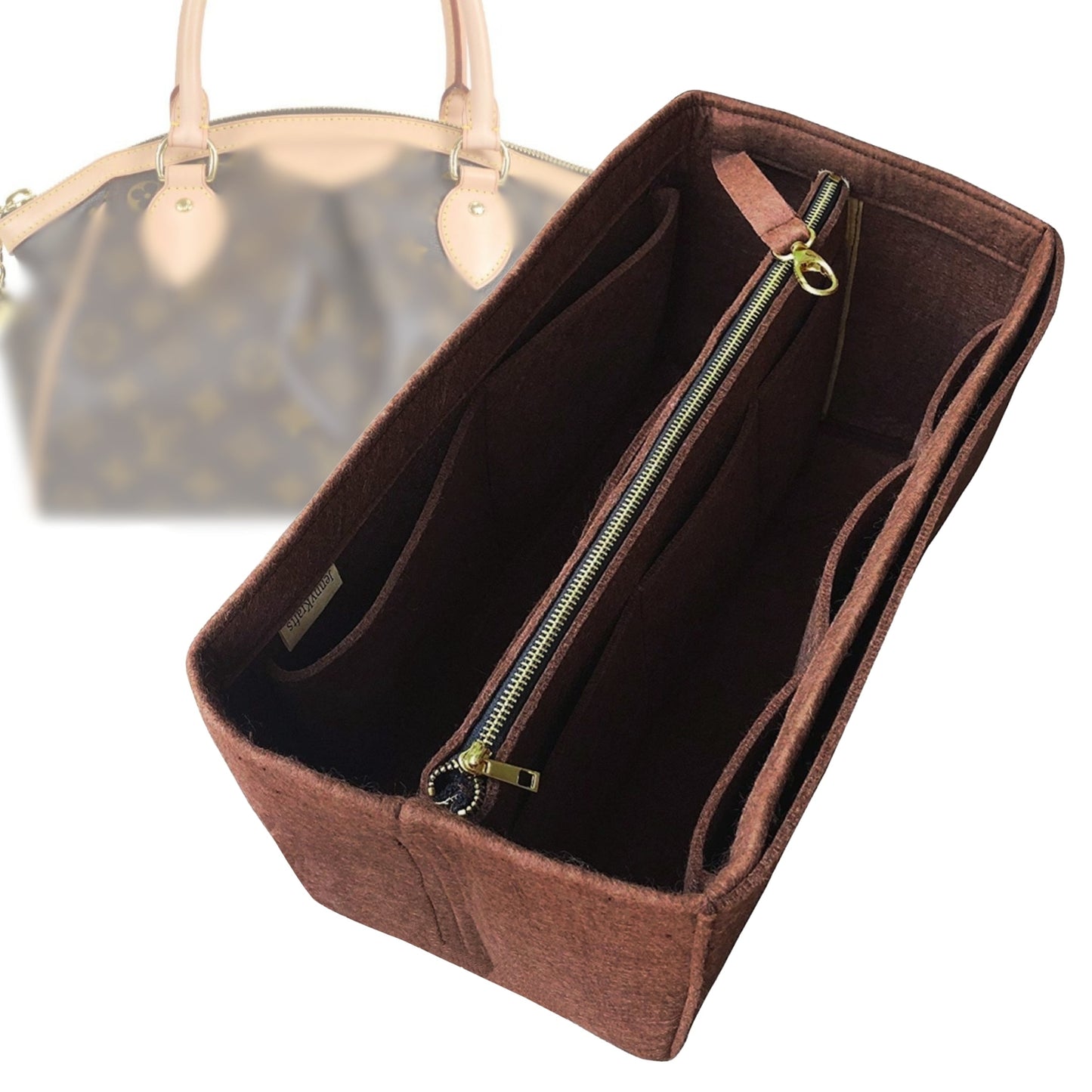 Organizer for [Tivoli GM (Large), LV] Bag Insert (Felt, with Detachable Zip Pouch)