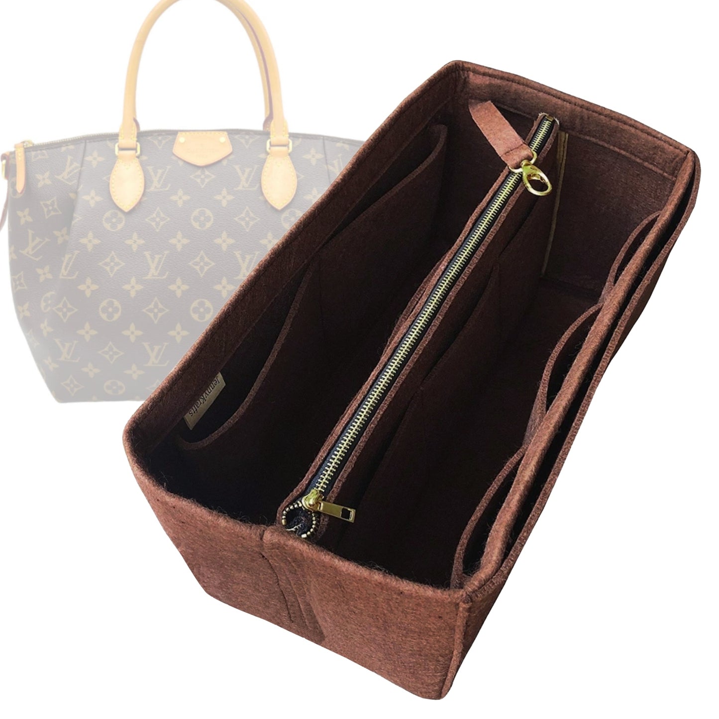 Organizer for [Turenne GM (Large), LV] Bag Insert (Felt, with Detachable Zip Pouch)