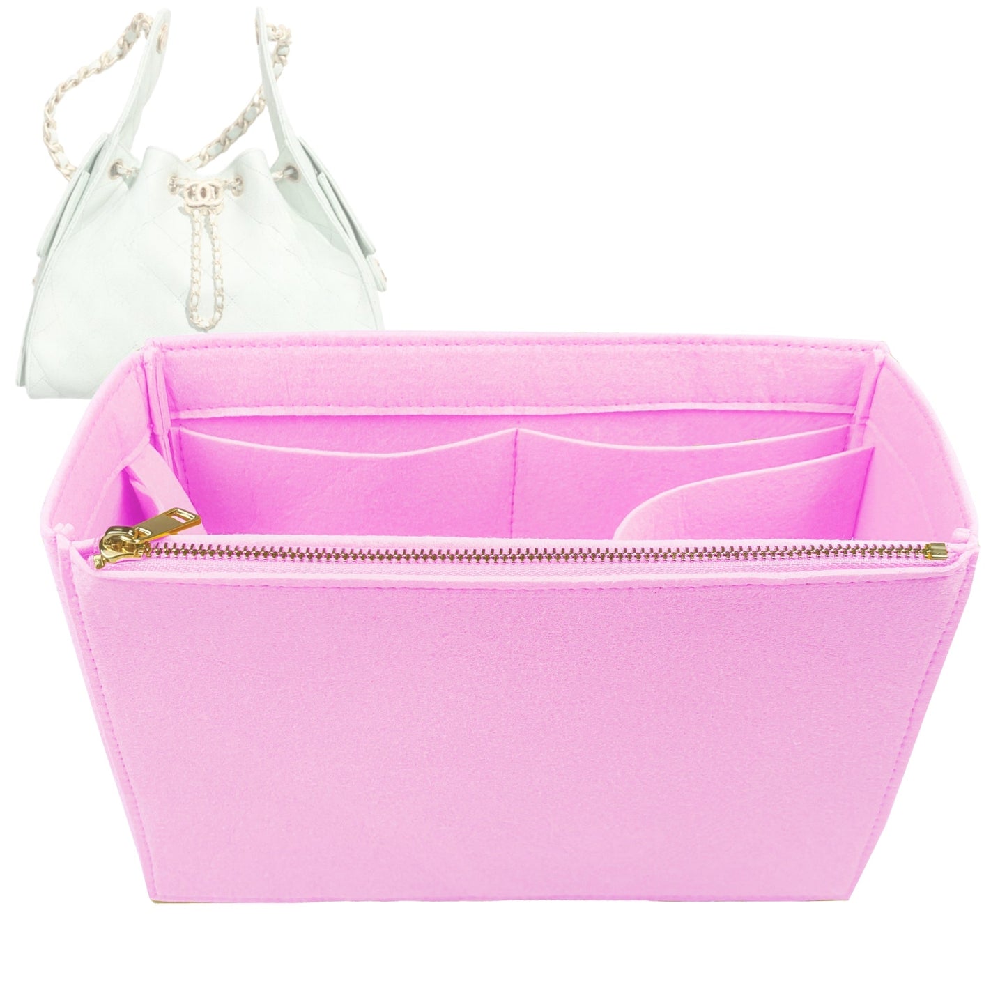 Organizer for [25 Medium Handbag, Chanel] Bag Insert (Felt, Long Zip and Open Compartment)