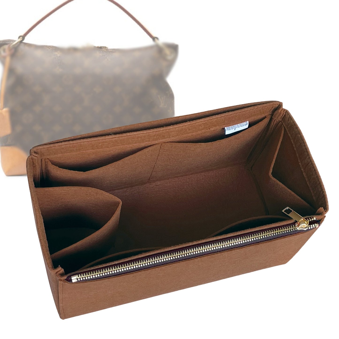 Organizer for [Berri MM (Medium), LV] Bag Insert (Felt, Full-width Zip and Open Pocket)