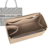 Organizer for [Book Tote Medium, Dior] Bag Insert (Felt, Full-width Zip and Open Pocket)