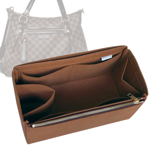 Organizer for [Evora GM (Large), LV] Bag Insert (Felt, Full-width Zip and Open Pocket)