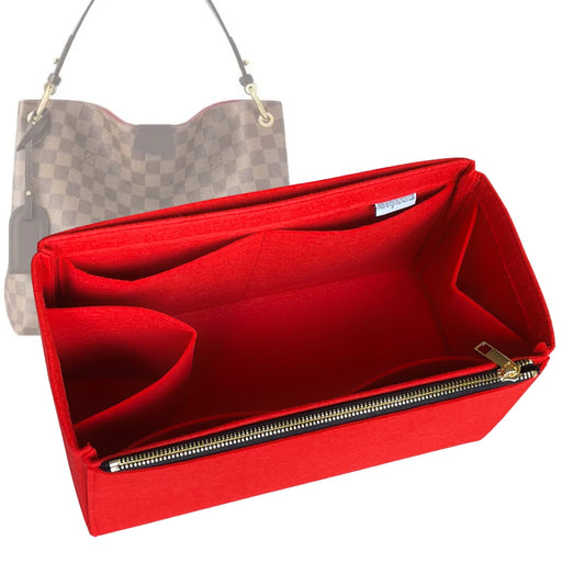 Organizer for [Graceful MM (Medium), LV] Bag Insert (Felt, Full-width Zip and Open Pocket)