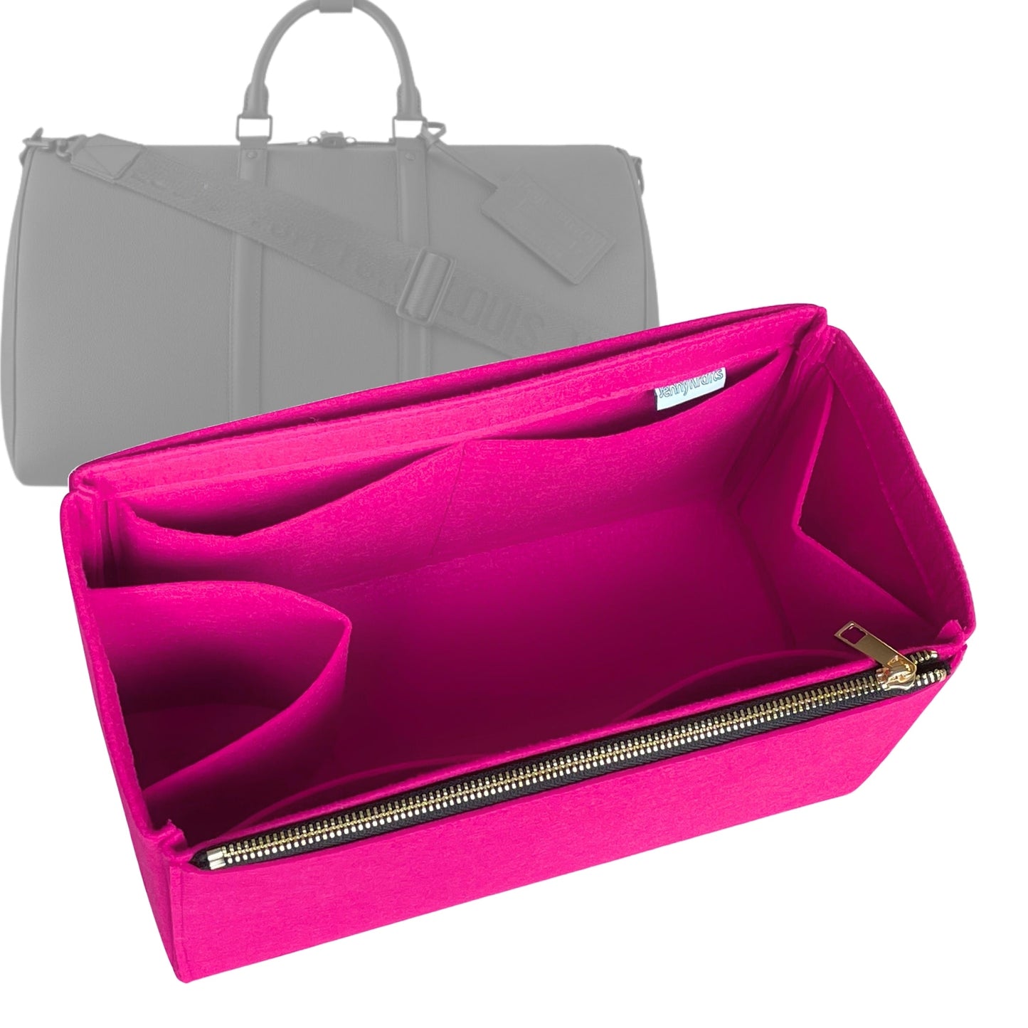 Organizer for [Keepall 50, LV] Bag Insert (Felt, Full-width Zip and Open Pocket)