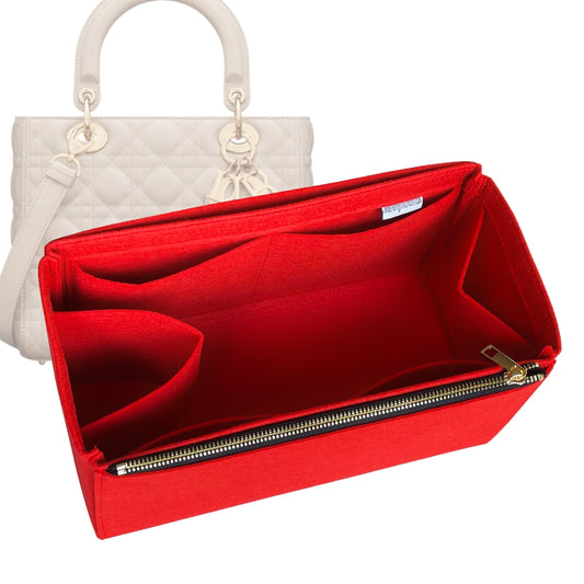 Organizer for [Lady Dior Medium, Dior] Bag Insert (Felt, Full-width Zip and Open Pocket)