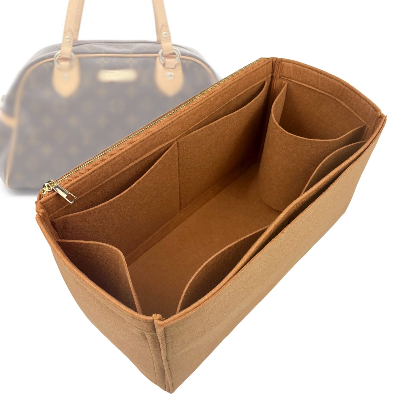 Organizer for [Montorgueil PM (Small), LV] Bag Insert (Felt, Full-width Zip and Open Pocket)
