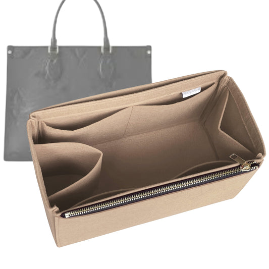 Organizer for [OnTheGo PM (Small), LV] Bag Insert (Felt, Full-width Zip and Open Pocket)