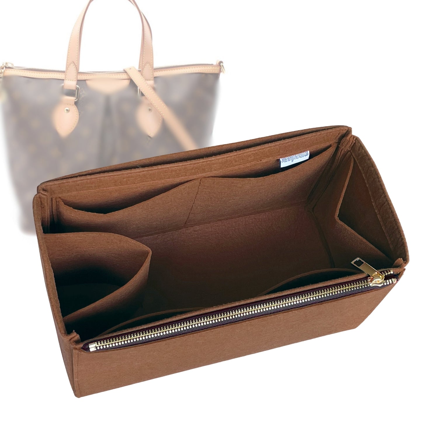 Organizer for [Palermo GM (Large), LV] Bag Insert (Felt, Full-width Zip and Open Pocket)