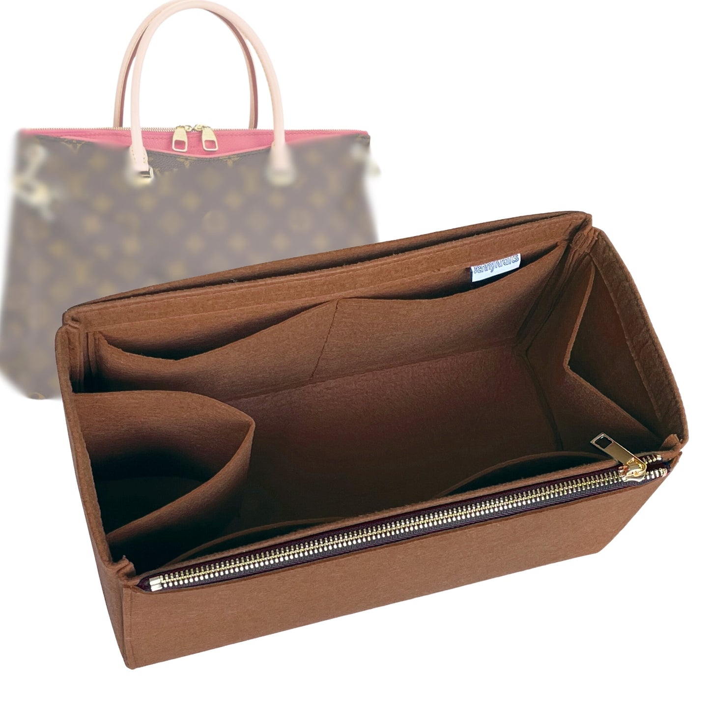 Organizer for [Pallas MM, LV] Bag Insert (Felt, Full-width Zip and Open Pocket)