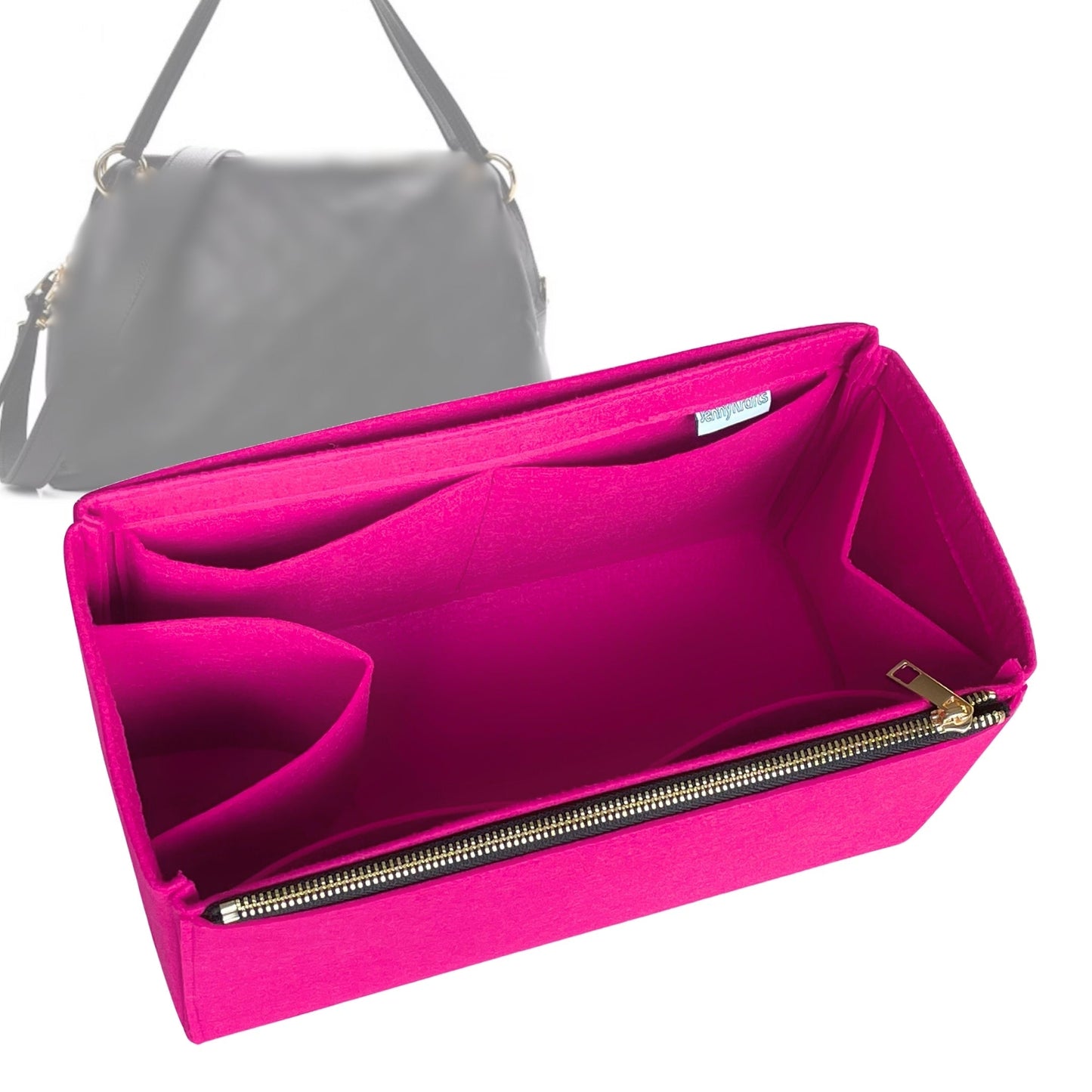 Organizer for [Ponthieu MM (Medium), LV] Bag Insert (Felt, Full-width Zip and Open Pocket)