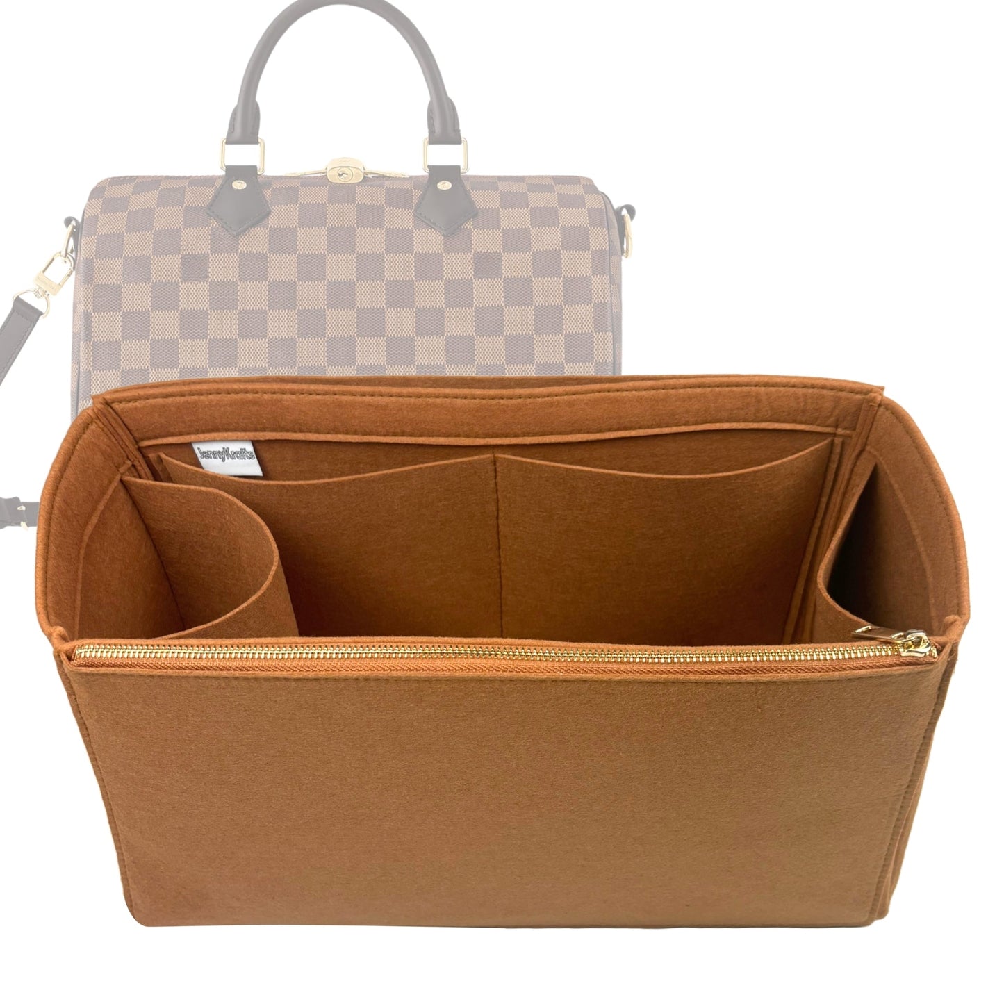 Organizer for [Speedy 35, LV] Bag Insert (Felt, Full-width Zip and Open Pocket)