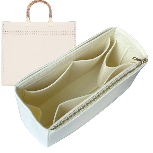 Organizer for [Sunshine Medium, Fendi] Bag Insert (Felt, Full-width Zip and Open Pocket)