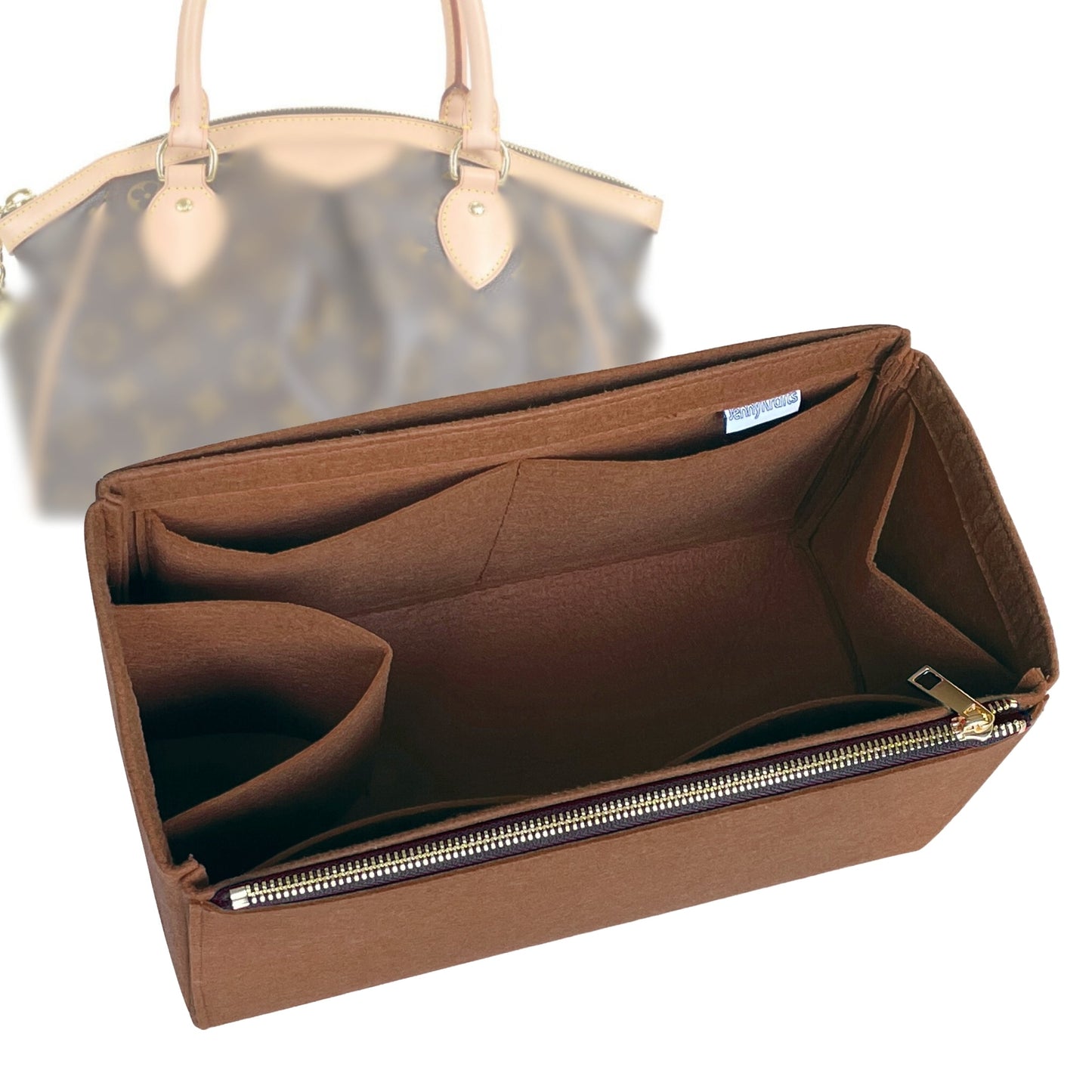 Organizer for [Tivoli PM (Small), LV] Bag Insert (Felt, Full-width Zip and Open Pocket)