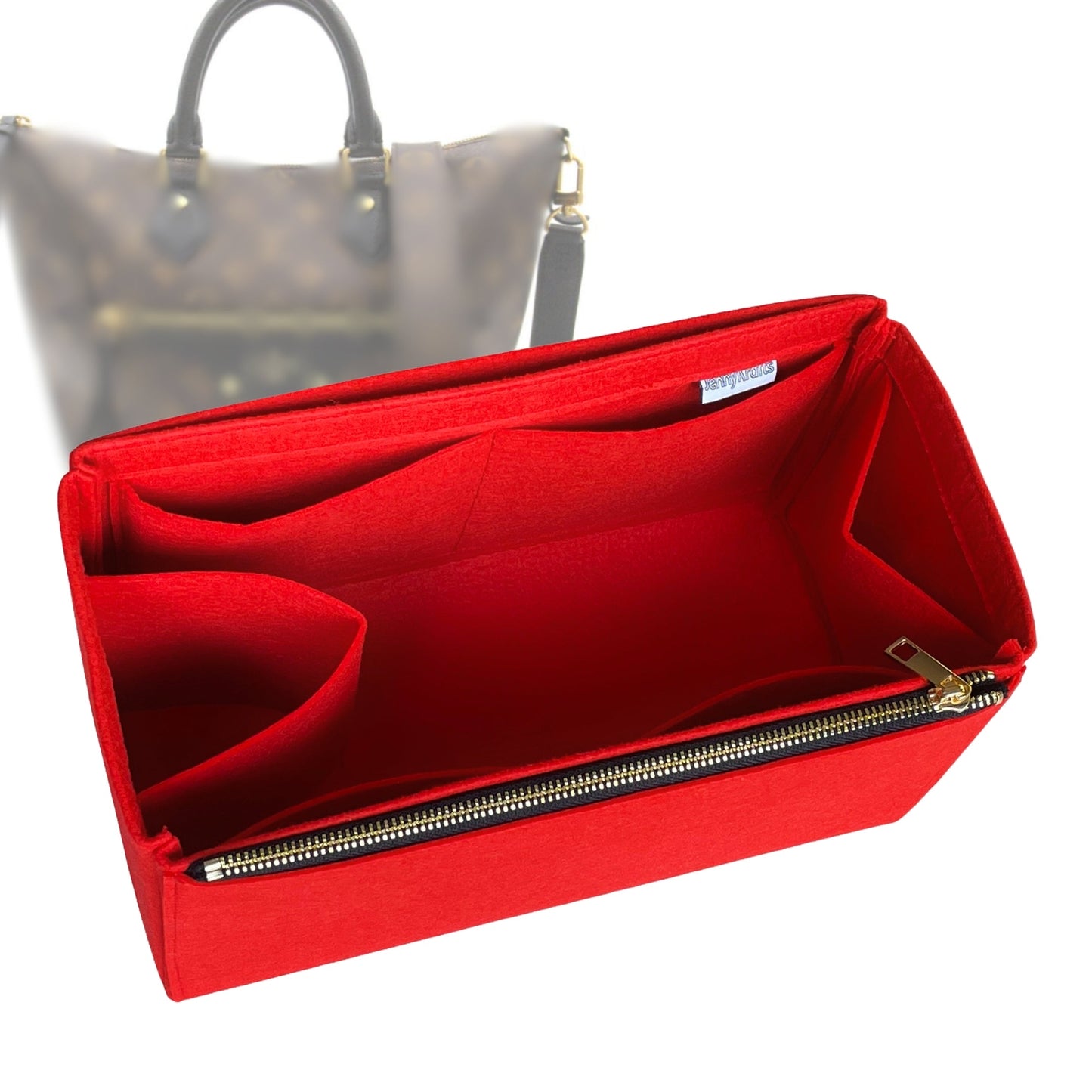 Organizer for [Tournella PM (Small), LV] Bag Insert (Felt, Full-width Zip and Open Pocket)