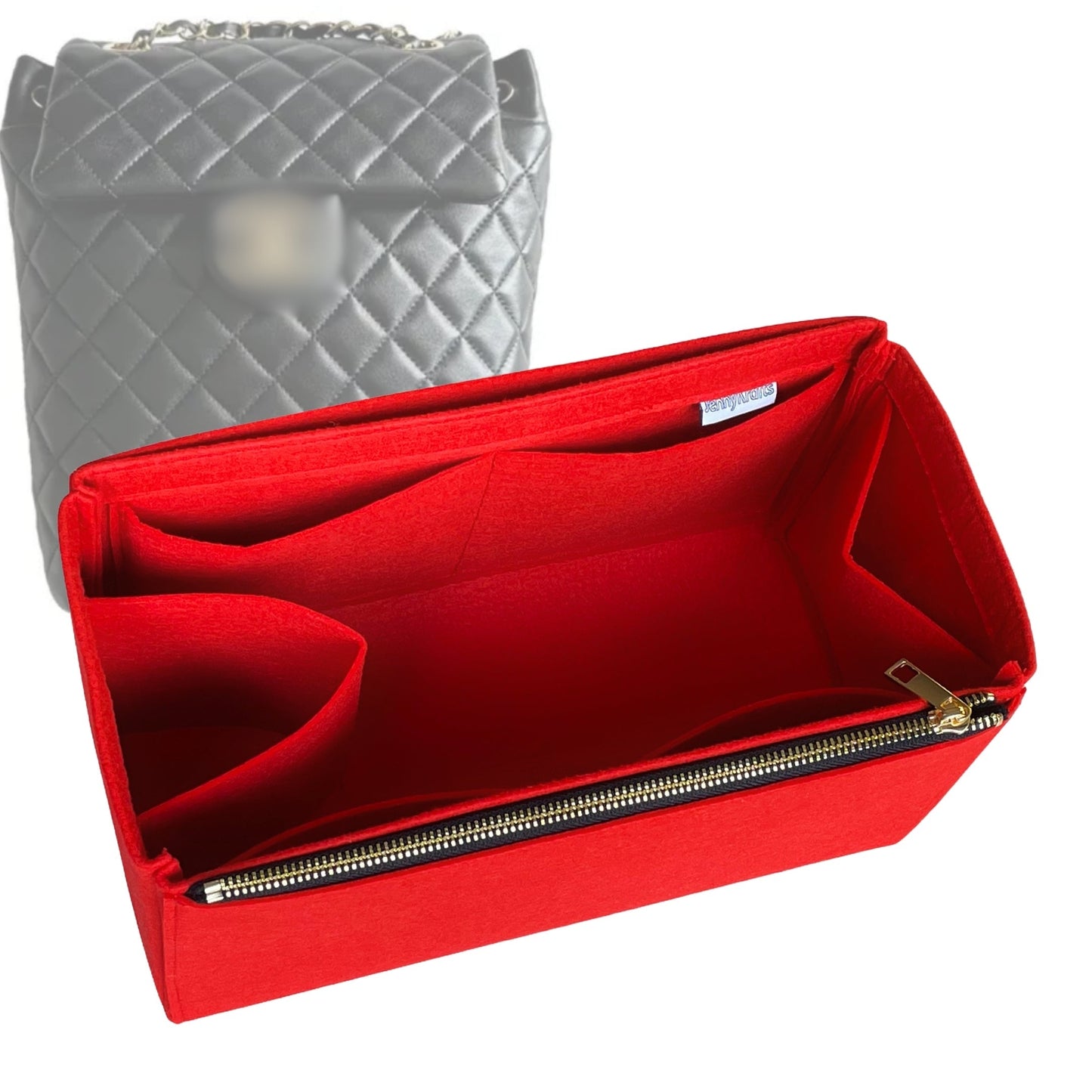 Organizer for [Urban Spirit Backpack Small 20.5cm, Chanel] Bag Insert (Felt, Full-width Zip and Open Pocket)