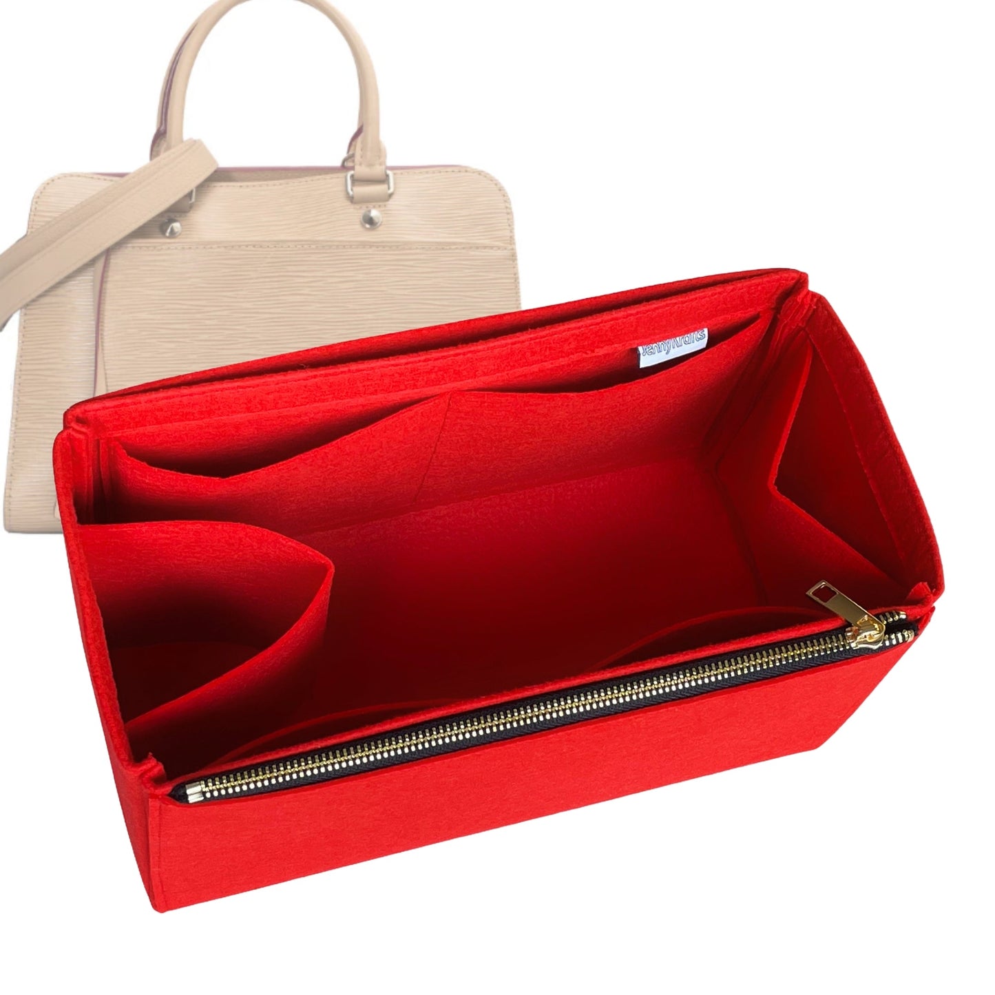Organizer for [Vaneau MM (Medium), LV] Bag Insert (Felt, Full-width Zip and Open Pocket)