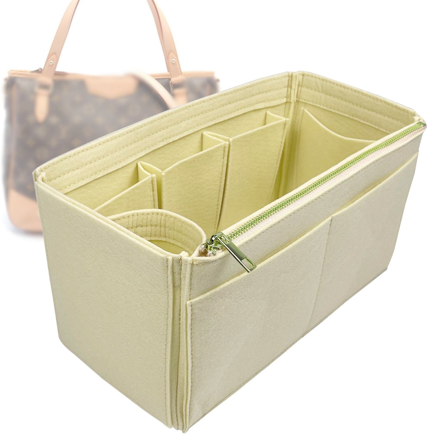 Organizer for [Estrela MM (Medium), LV] Bag Insert (Felt, Wide Open Pockets)
