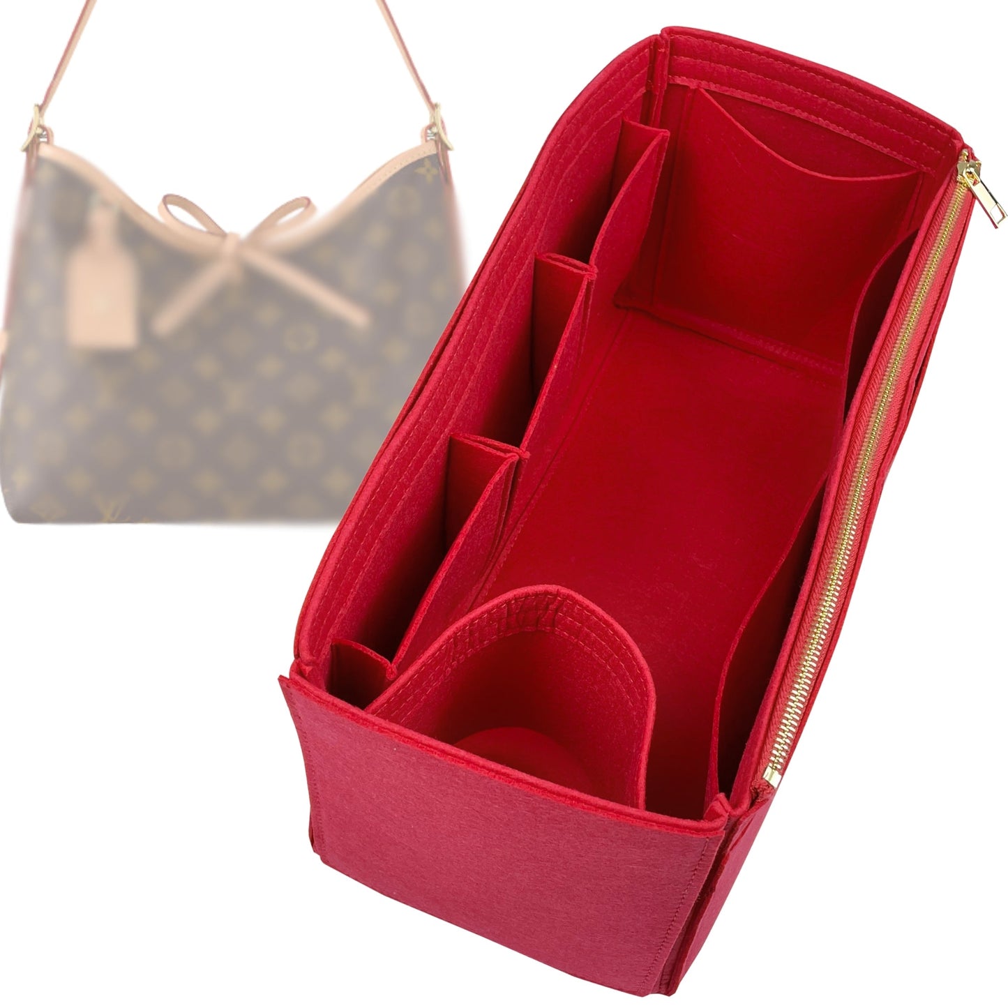 Organizer for [CarryAll MM (Medium), LV] Bag Insert (Felt, Wide Open Pockets)