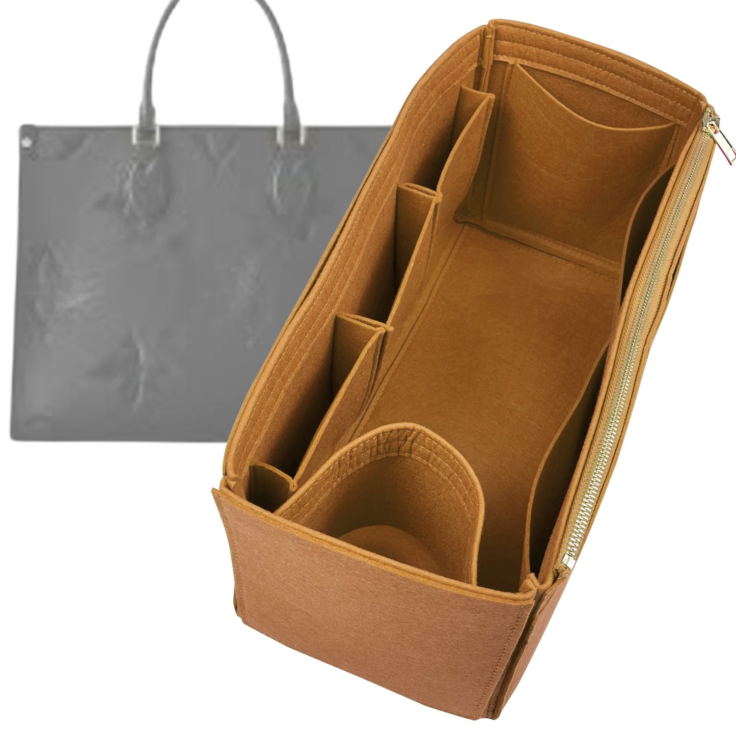 Organizer for [OnTheGo PM (Small), LV] Bag Insert (Felt, Wide Open Pockets)