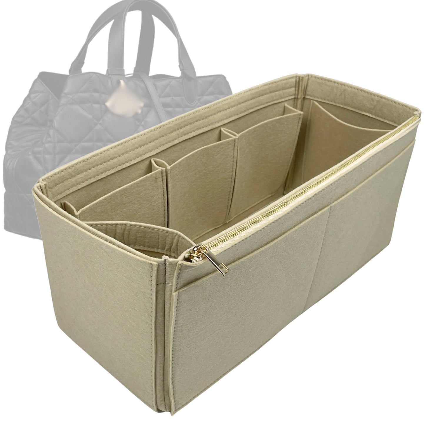 Organizer for [Medium Toujours Bag, Dior] Bag Insert (Felt, Wide Open Pockets)
