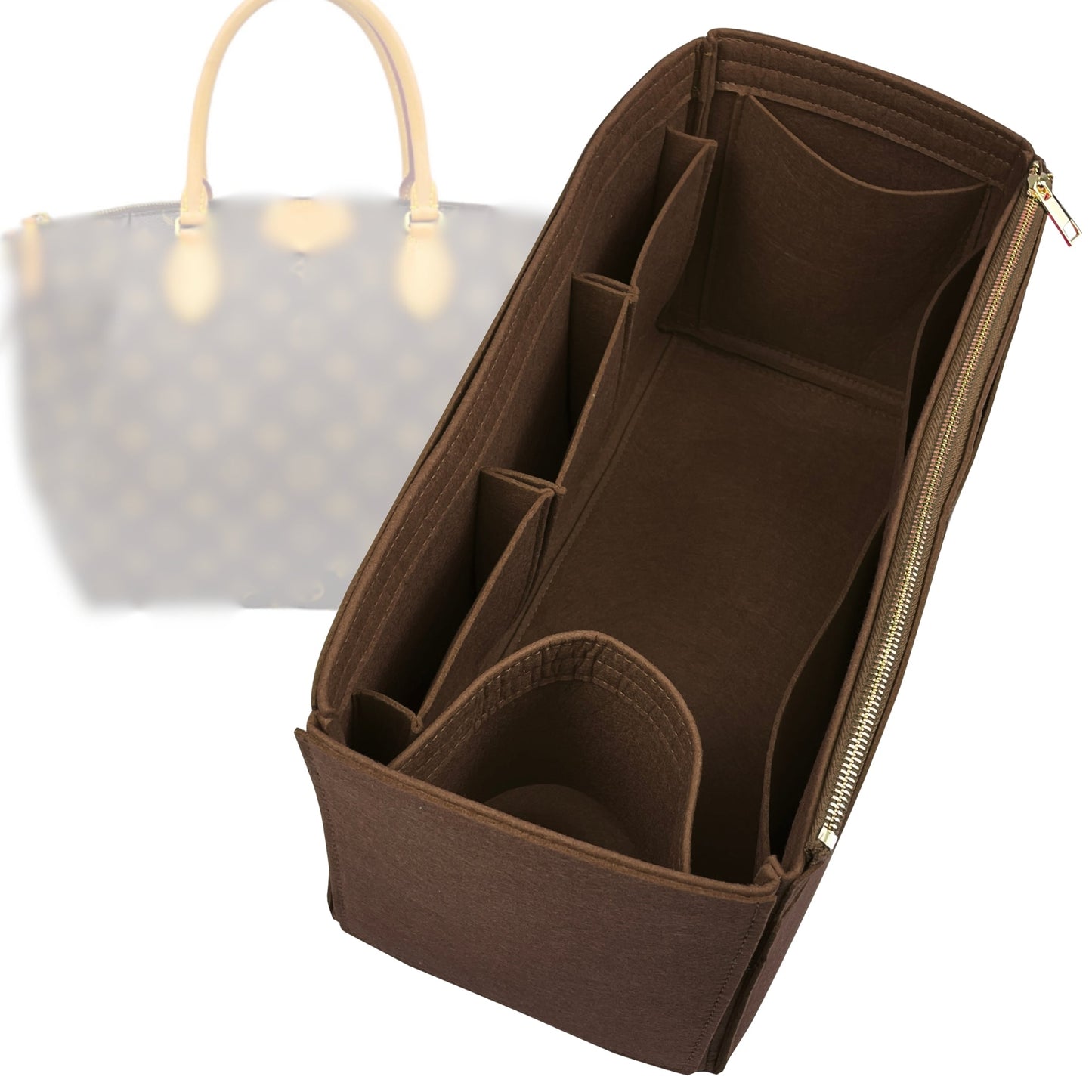 Organizer for [Turenne GM (Large), LV] Bag Insert (Felt, Wide Open Pockets)