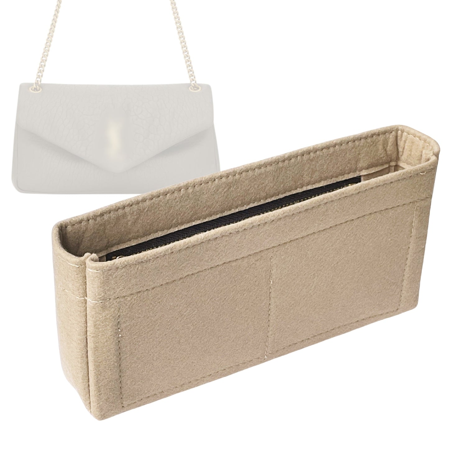 Organizer for [Calypso Small, Saint Laurent (YSL)] Bag Insert (Felt, Slim with Zip Pocket)