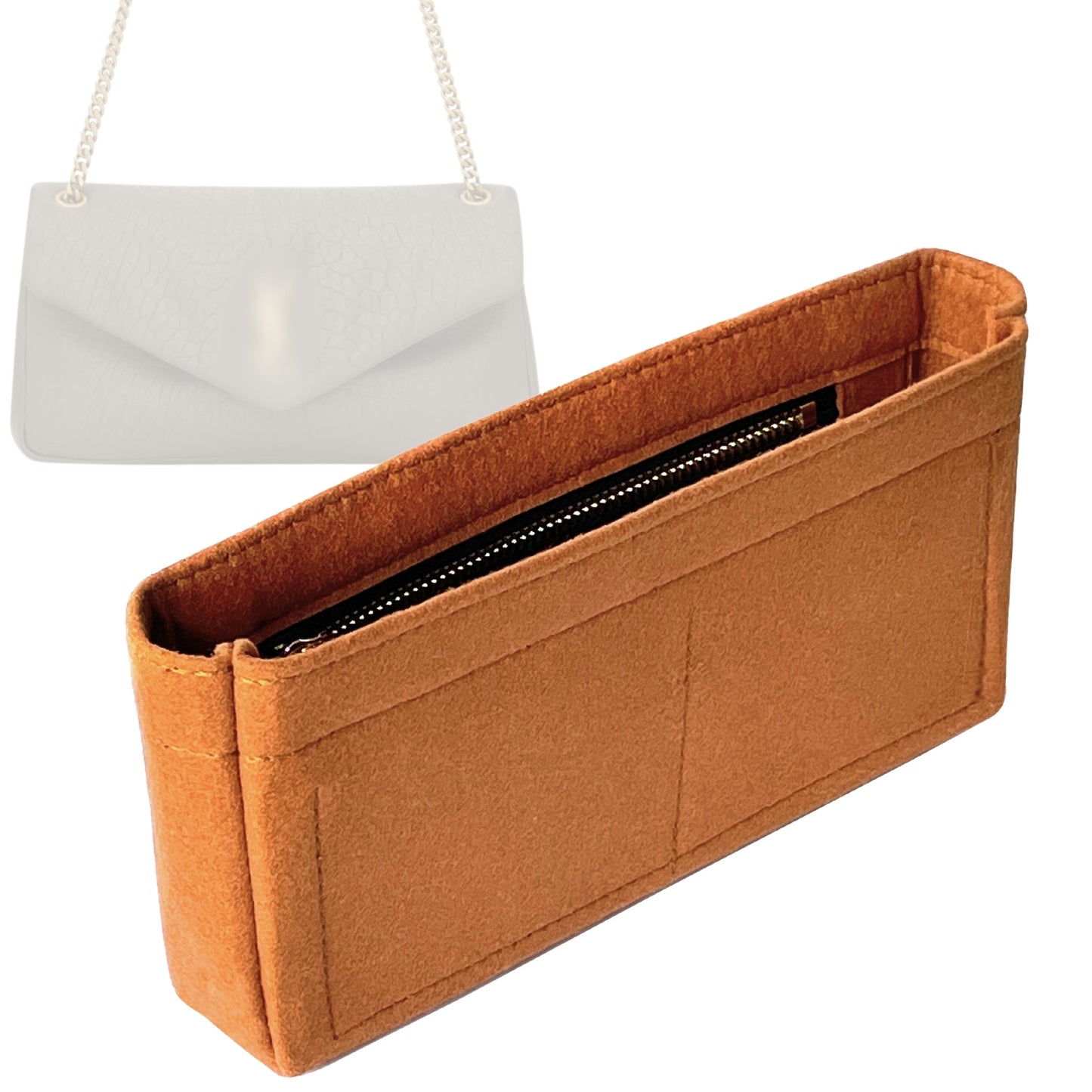 Organizer for [Calypso Medium, Saint Laurent (YSL)] Bag Insert (Felt, Slim with Zip Pocket)