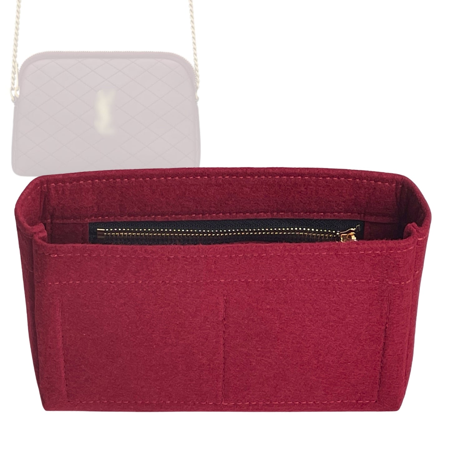 Organizer for [Gaby Zipped Pouch, Saint Laurent (YSL)] Bag Insert (Felt, Slim with Zip Pocket)