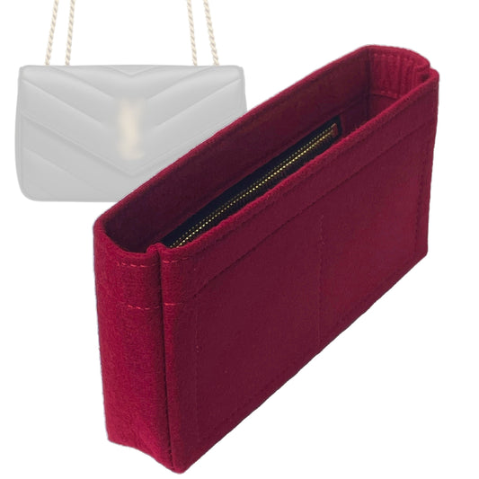 Organizer for [Small Loulou in Matelasse, Saint Laurent (YSL)] Bag Insert (Felt, Slim with Zip Pocket)