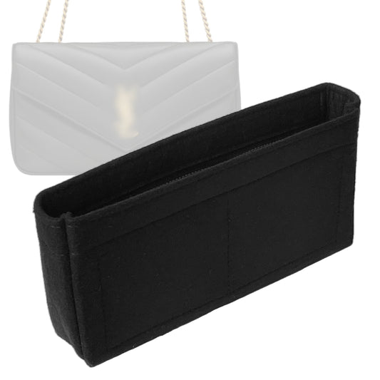Organizer for [Medium Loulou in Matelasse, Saint Laurent (YSL)] Bag Insert (Felt, Slim with Zip Pocket)