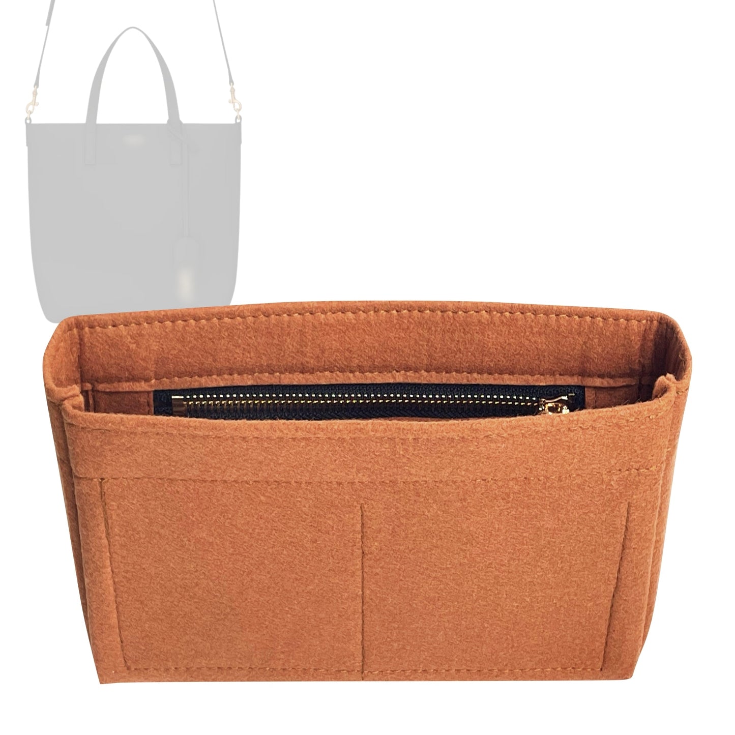 Organizer for [Toy Shopping Saint Laurent in Leather, Saint Laurent (YSL)] Bag Insert (Felt, Slim with Zip Pocket)