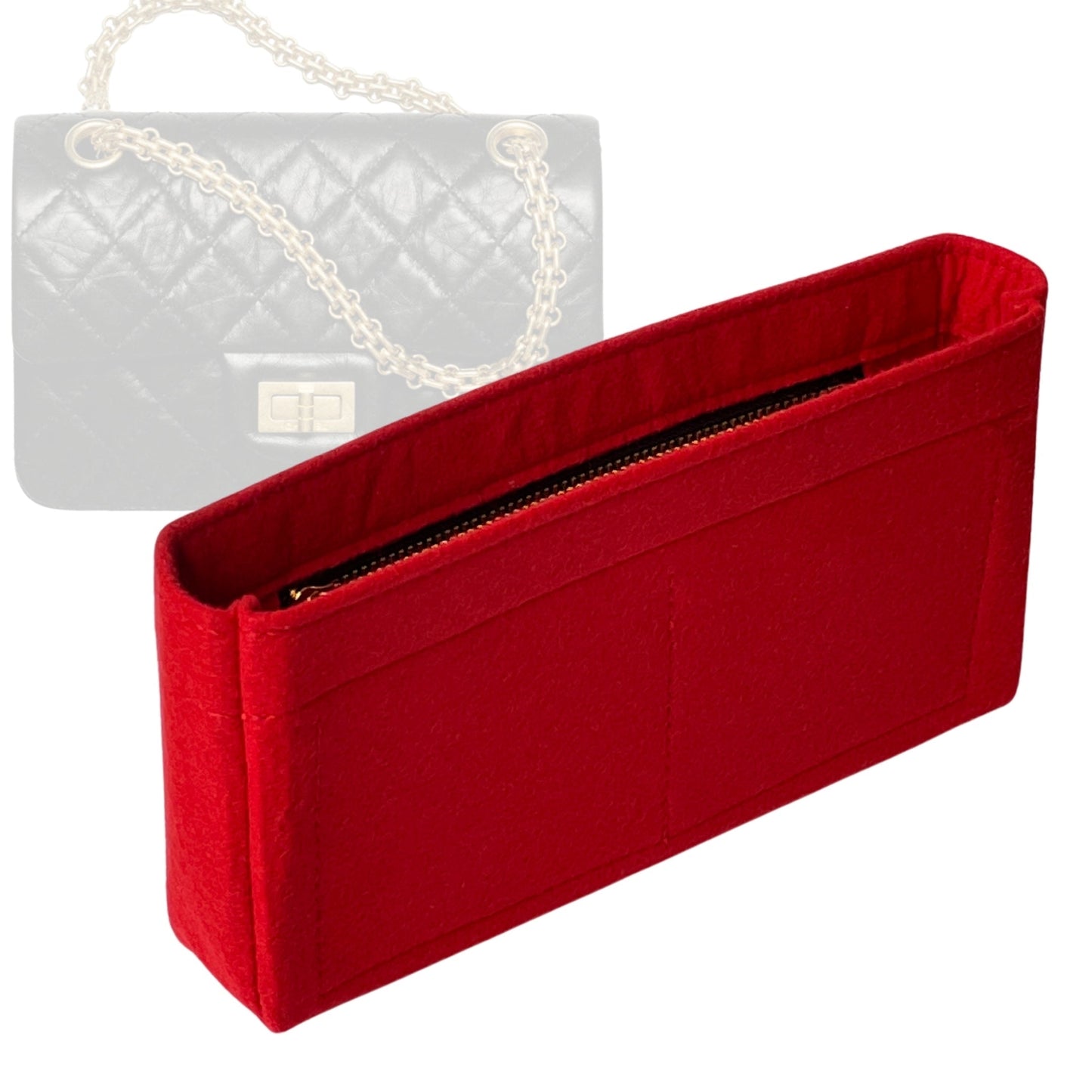 Organizer for [Mini 2.55 Handbag, Chanel] Bag Insert (Felt, Slim with Zip Pocket)
