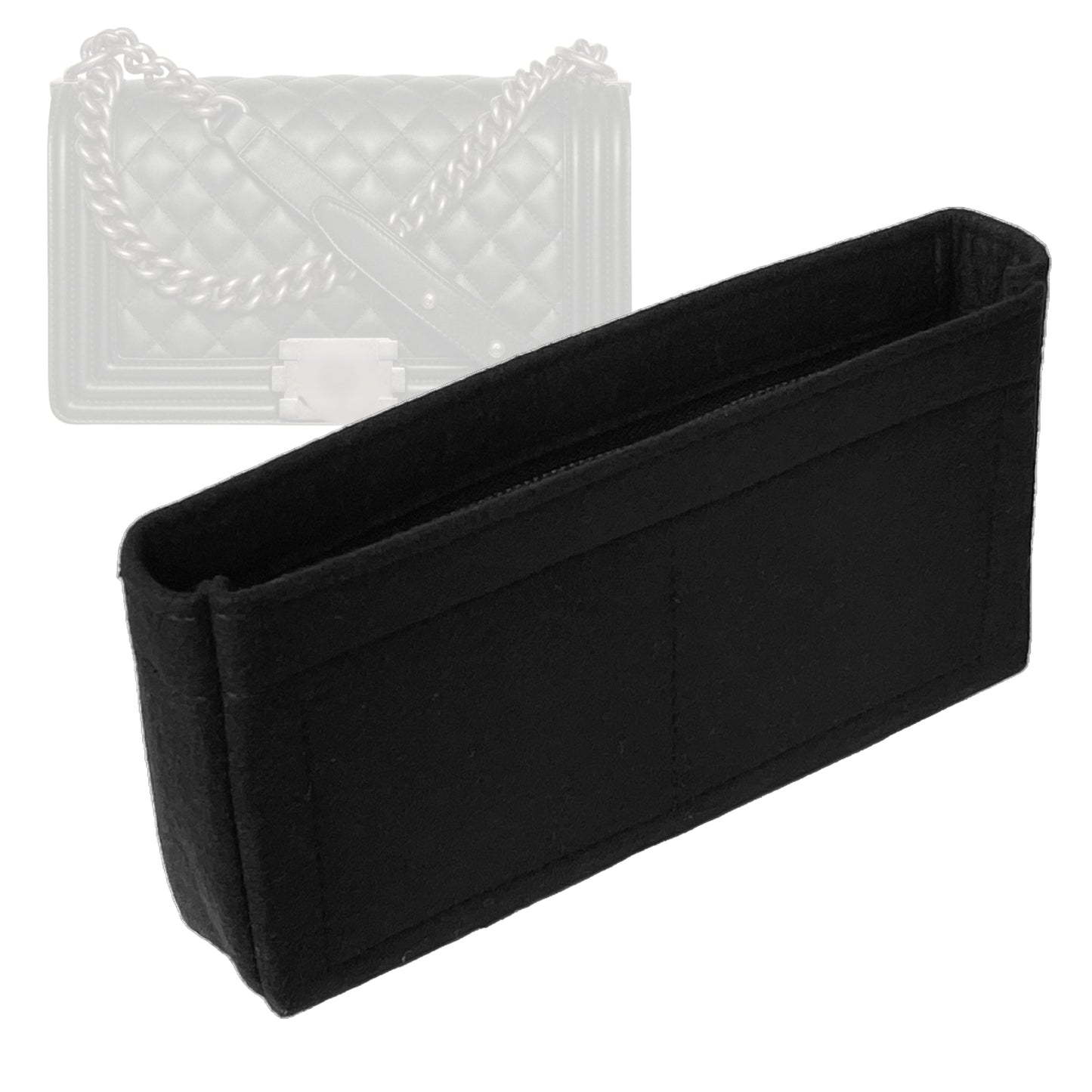 Organizer for [Boy Chanel Handbag 25W 15H, Chanel] Bag Insert (Felt, Slim with Zip Pocket)