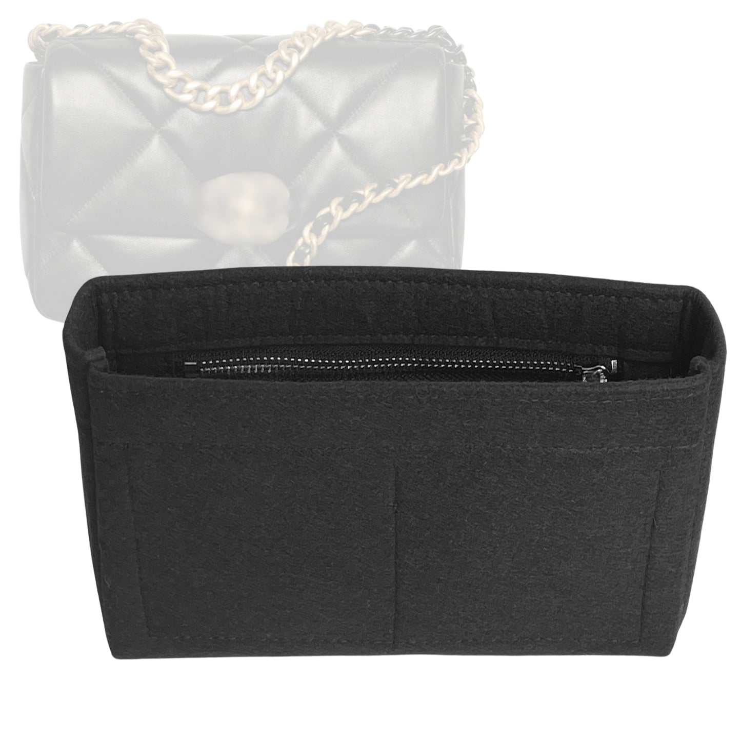 Organizer for [Chanel 19 Handbag 26W 16H, Chanel] Bag Insert (Felt, Slim with Zip Pocket)