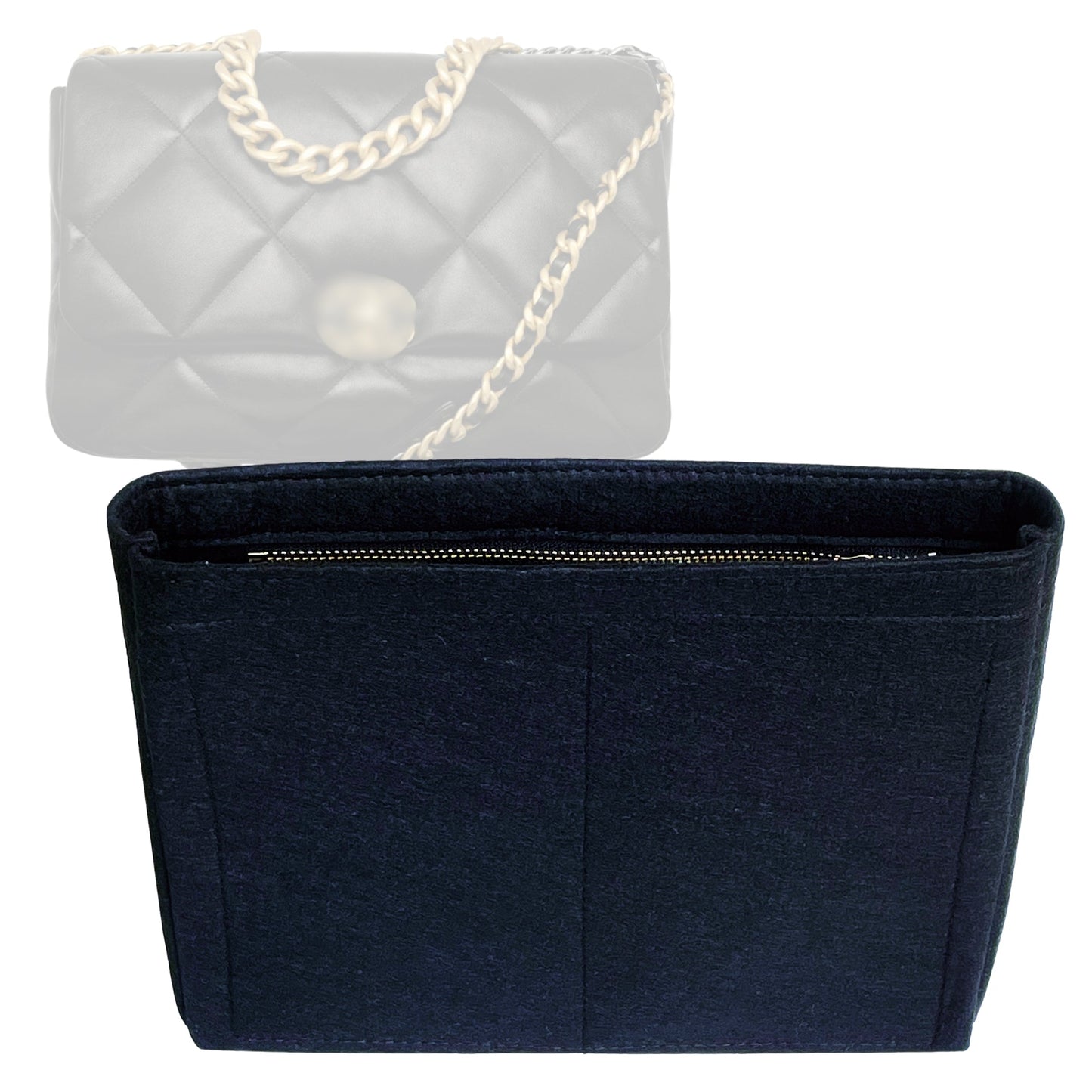 Organizer for [Chanel 19 Maxi Handbag, Chanel] Bag Insert (Felt, Slim with Zip Pocket)