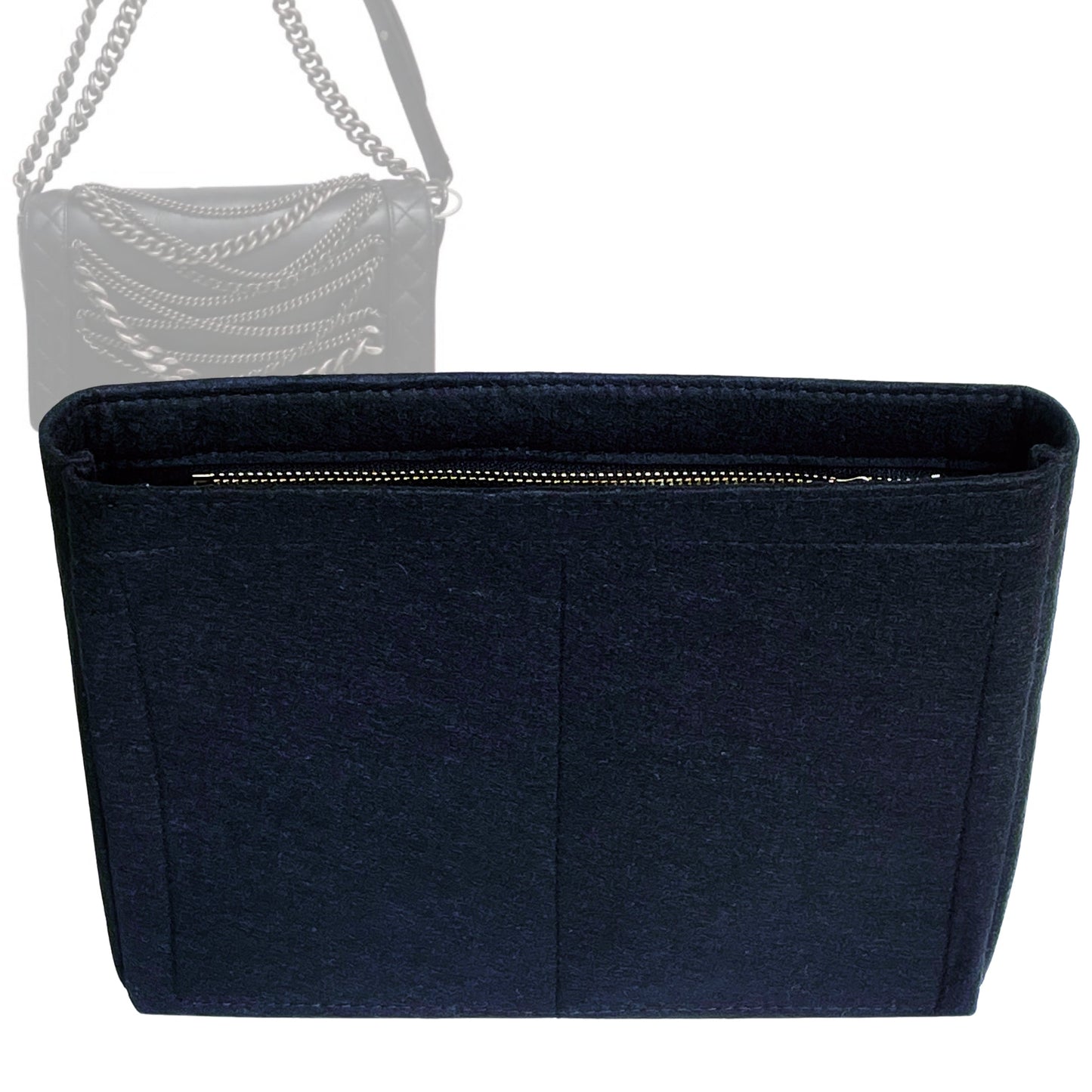 Organizer for [Black Leather Boy Enchained XL Flap Bag, Chanel] Bag Insert (Felt, Slim with Zip Pocket)