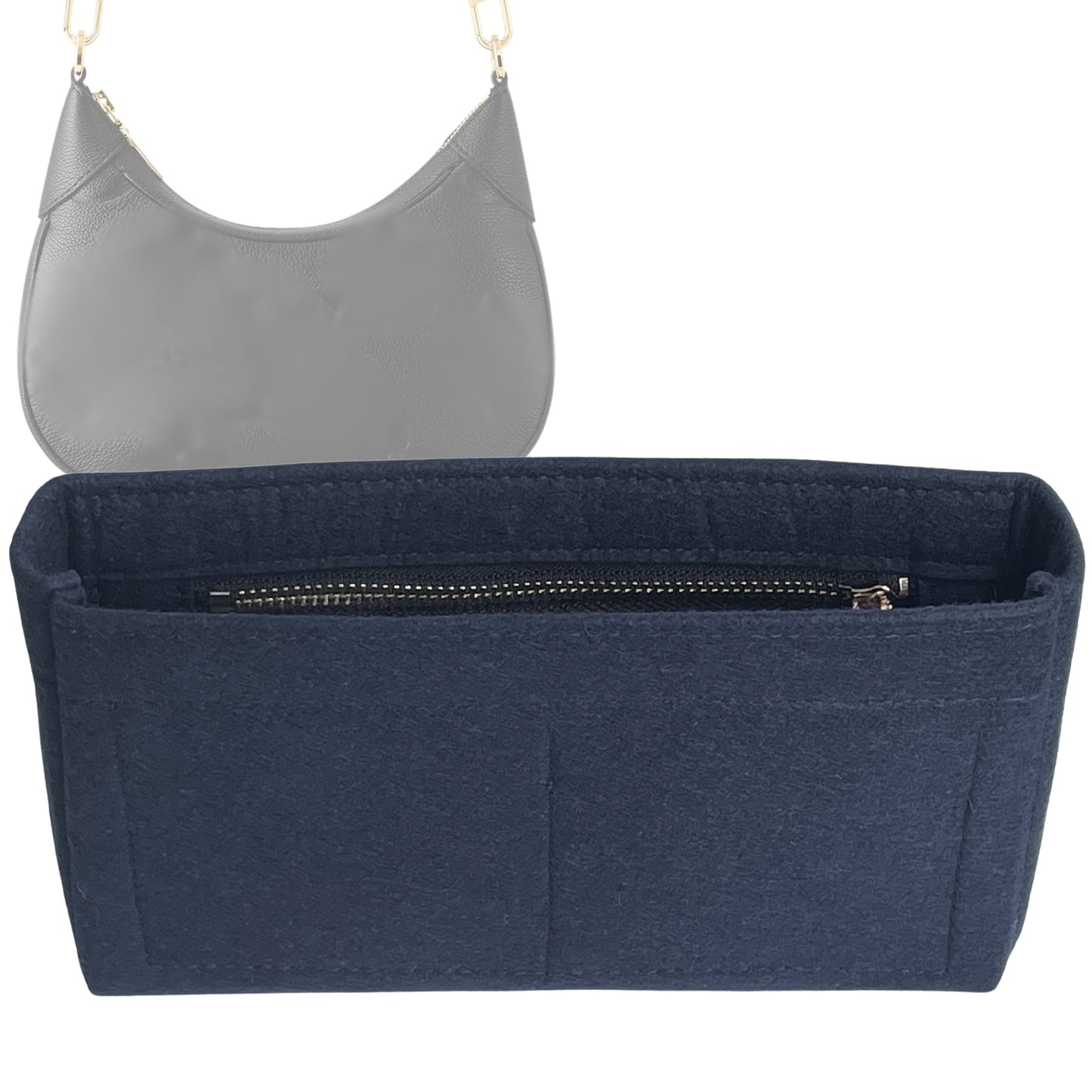 Organizer for [Bagatelle, LV] Bag Insert (Felt, Slim with Zip Pocket)