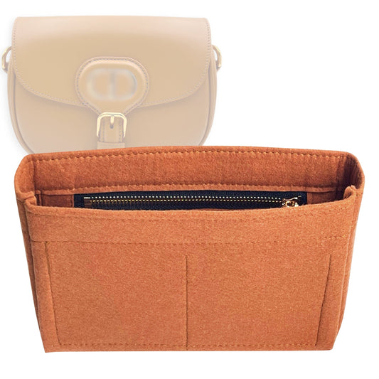Organizer for [Bobby Bag Medium, Dior] Bag Insert (Felt, Slim with Zip Pocket)