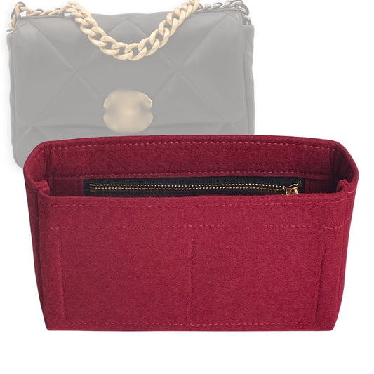 Organizer for [19 Wallet on Chain, Chanel] Bag Insert (Felt, Slim with Zip Pocket)