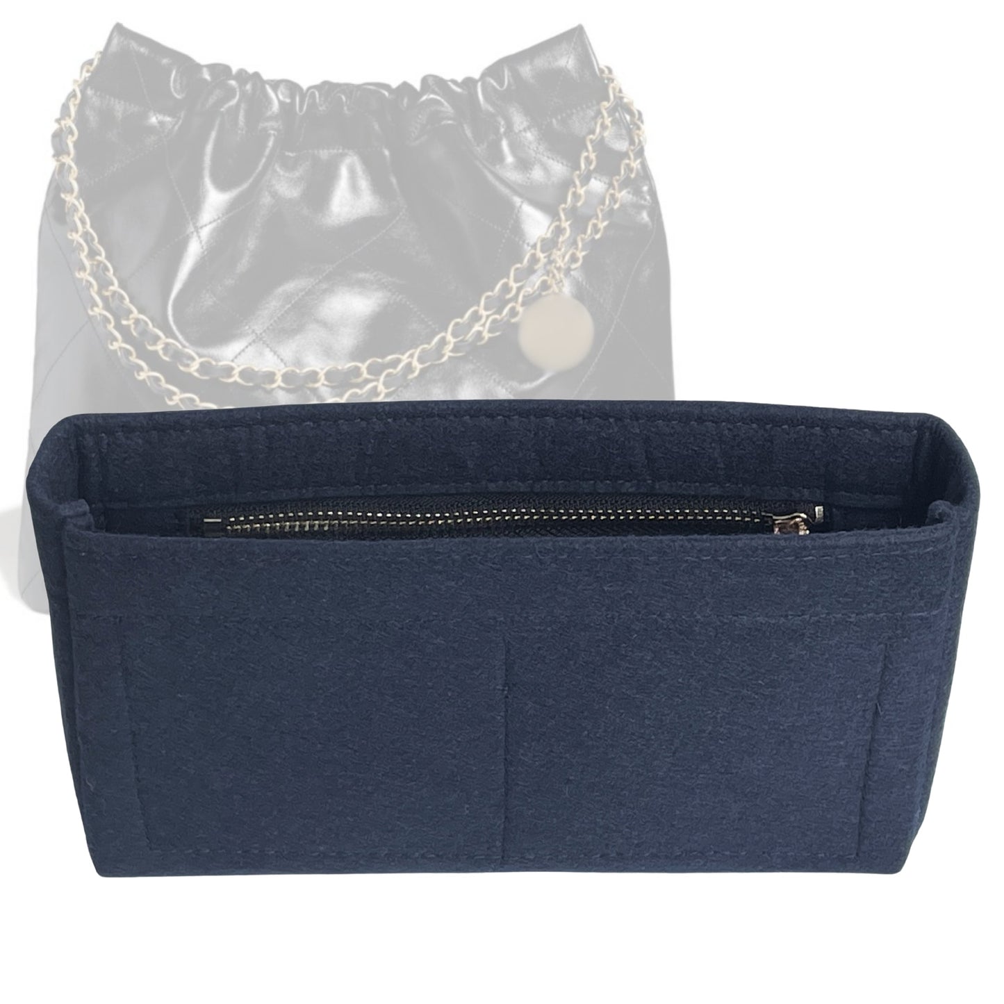 Organizer for [Chanel 22 Large, Chanel] Bag Insert (Felt, Slim with Zip Pocket)