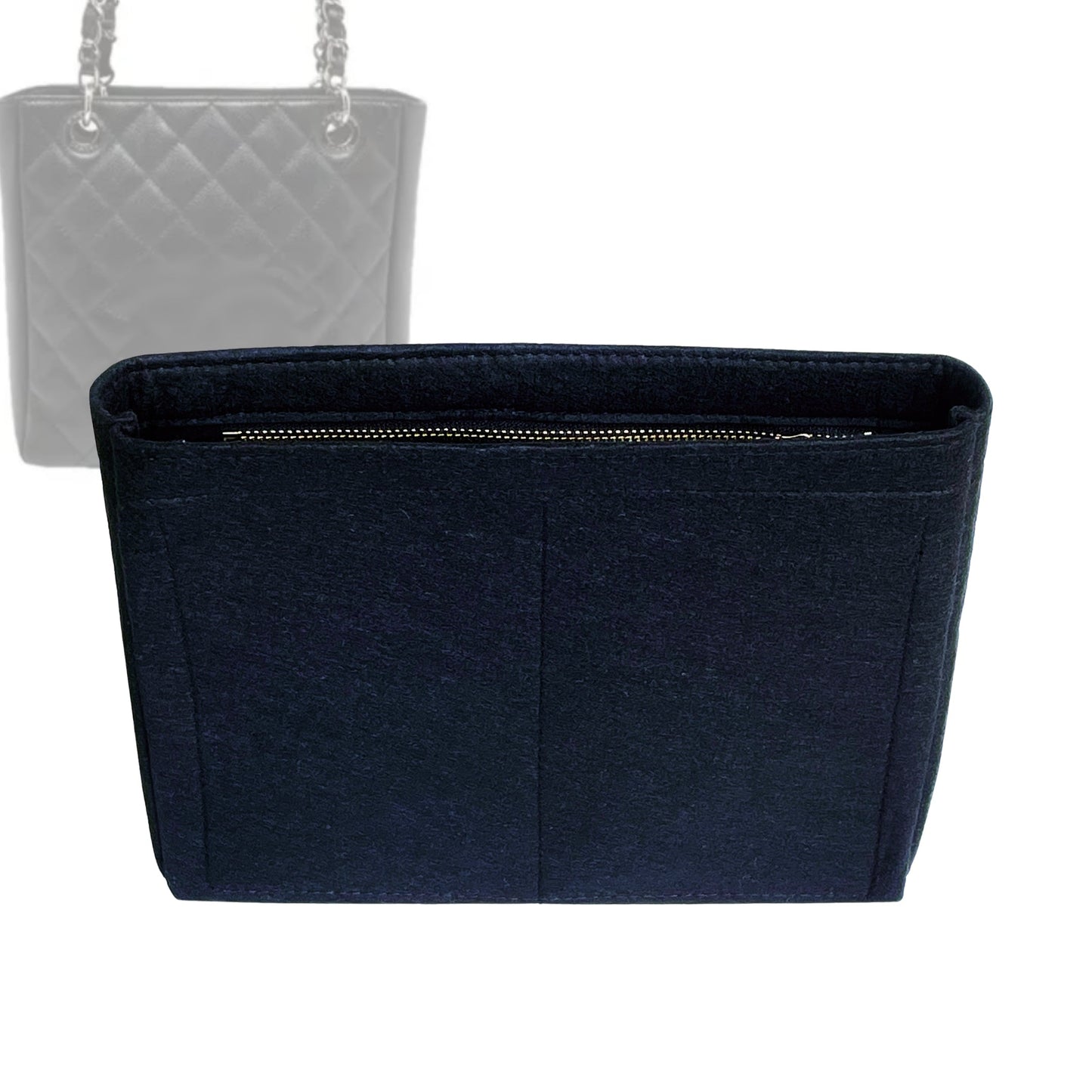 Organizer for [Petite Shopping PST, Chanel] Bag Insert (Felt, Slim with Zip Pocket)