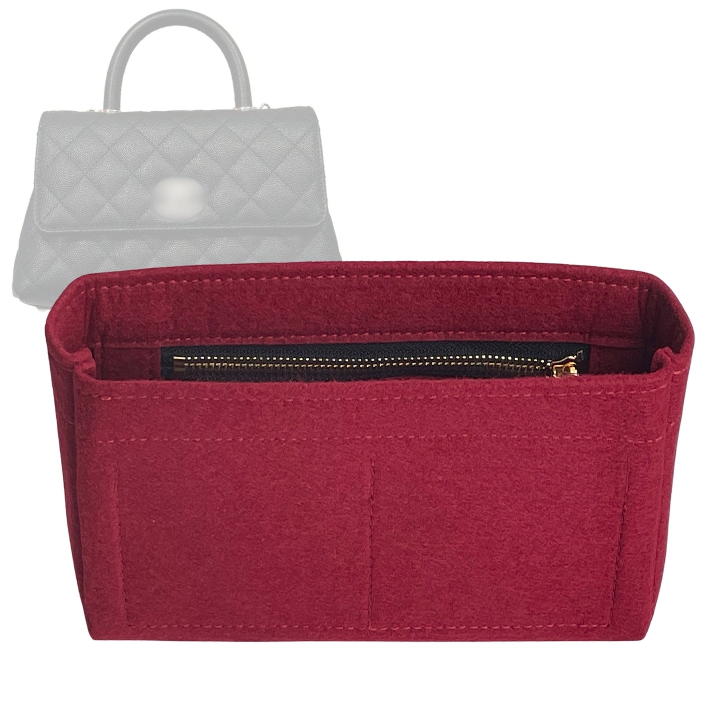 Organizer for [Coco Extra Mini, Chanel] Bag Insert (Felt, Slim with Zip Pocket)