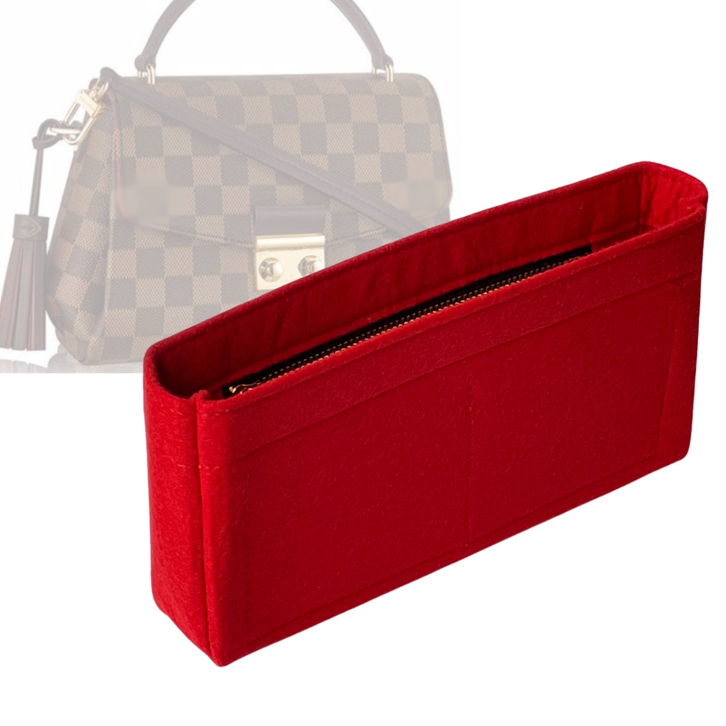Organizer for [Croisette, LV] Bag Insert (Felt, Slim with Zip Pocket)