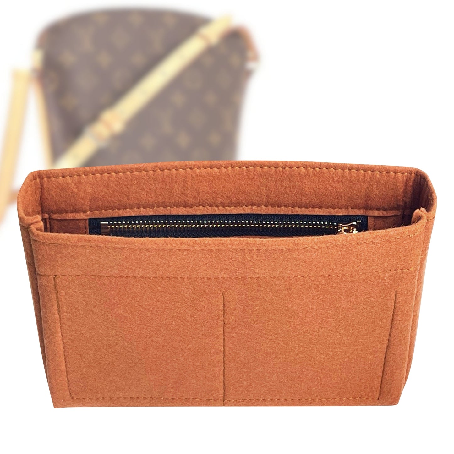 Organizer for [Drouot Bag, LV] Bag Insert (Felt, Slim with Zip Pocket)