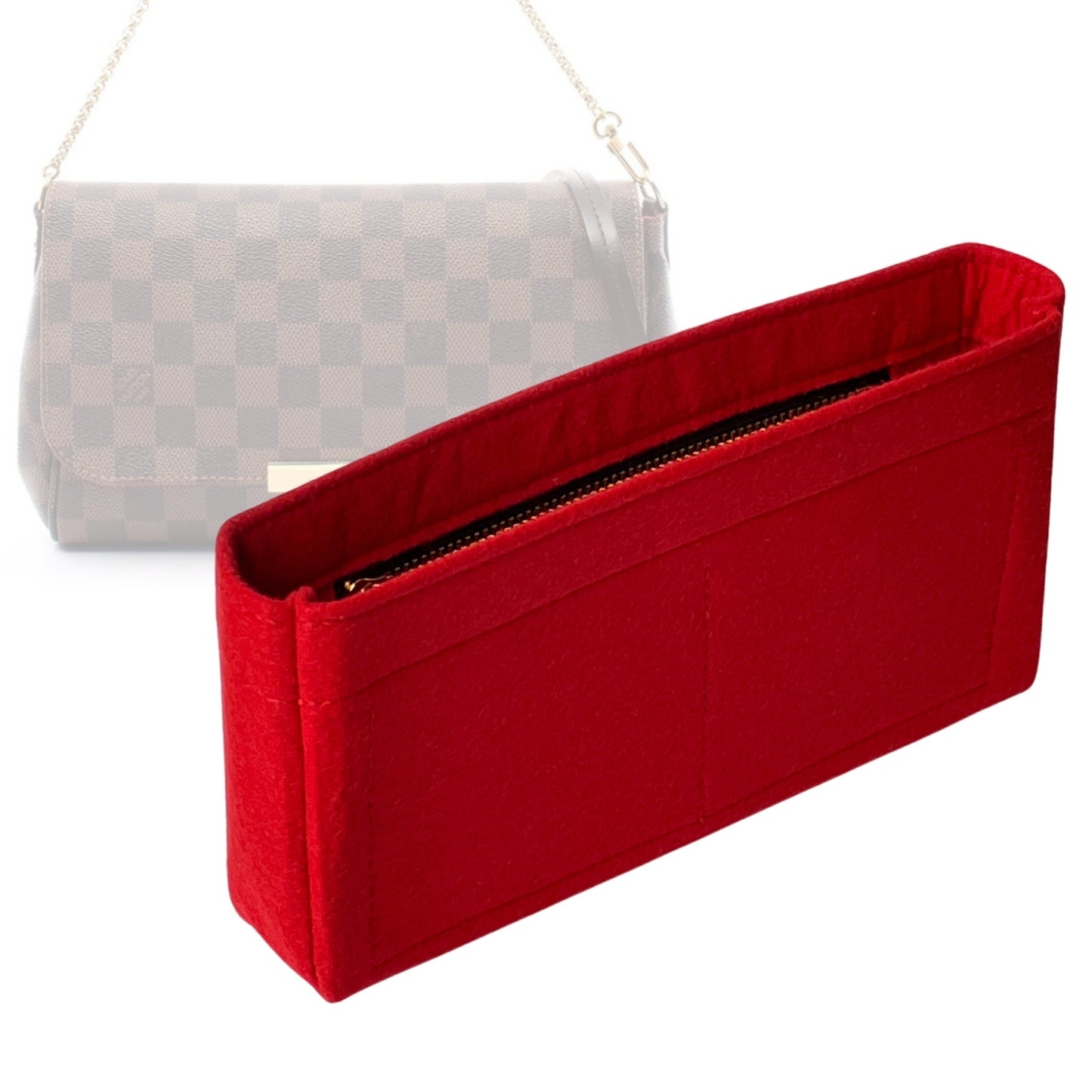 Organizer for [Favorite MM (Medium), LV] Bag Insert (Felt, Slim with Zip Pocket)