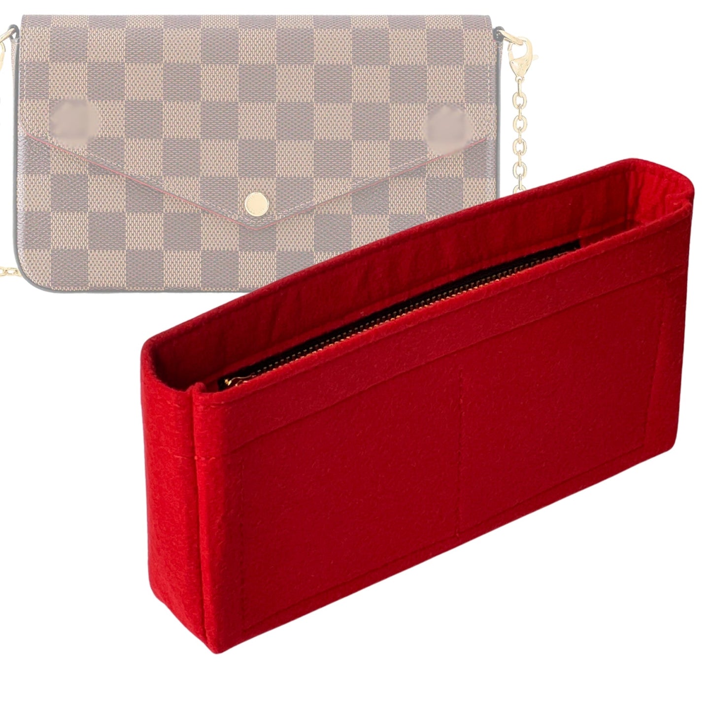 Organizer for [Felicie Pochette, LV] Bag Insert (Felt, Slim with Zip Pocket)