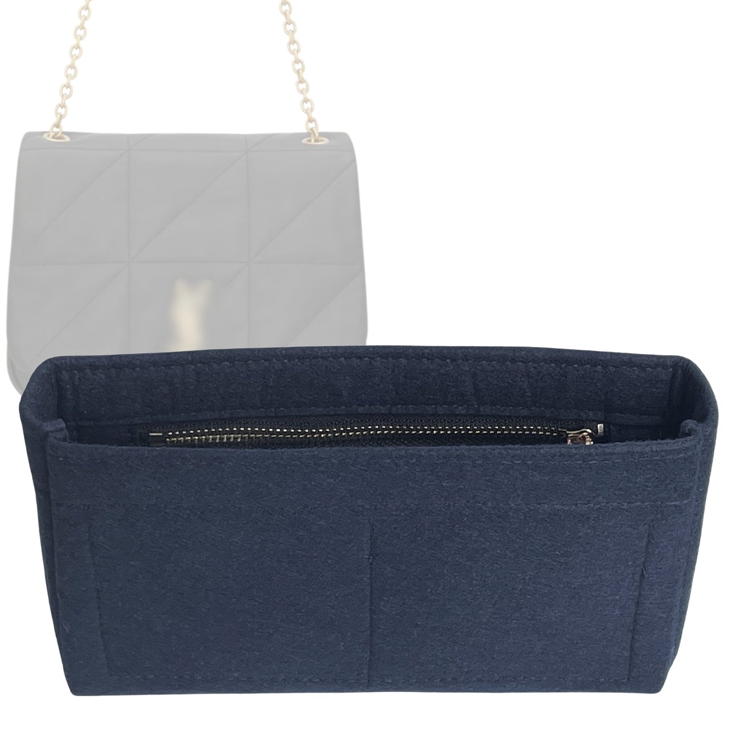 Organizer for [Jamie 4.3 in lambskin, Saint Laurent (YSL)] Bag Insert (Felt, Slim with Zip Pocket)
