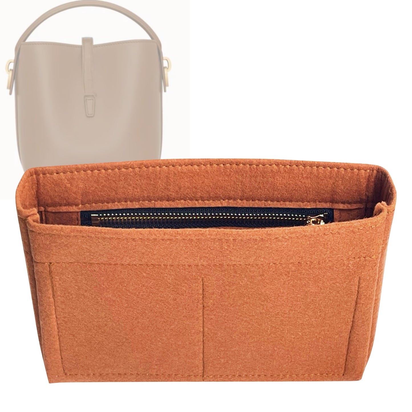 Organizer for [LE 37 mini in shiny leather, Saint Laurent (YSL)] Bag Insert (Felt, Slim with Zip Pocket)