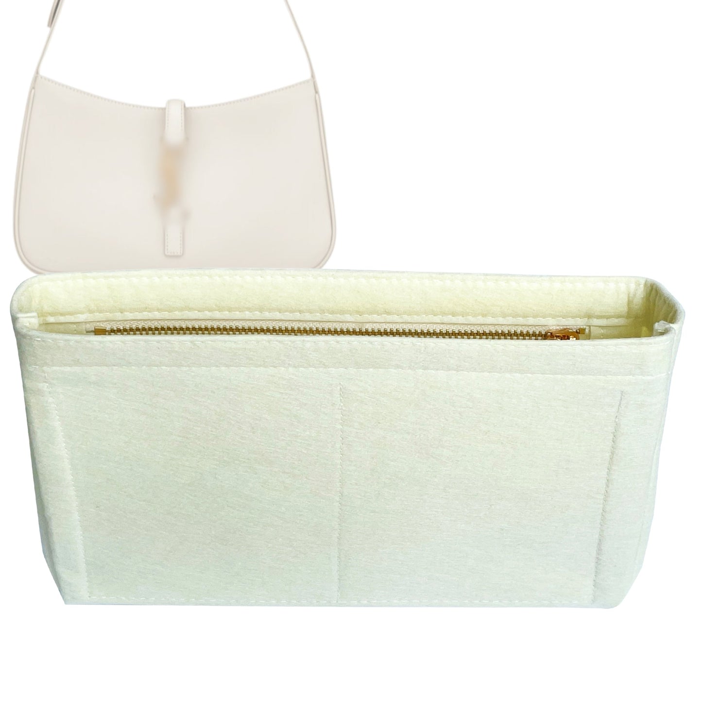 Organizer for [Mini LE 5 A 7, Saint Laurent (YSL)] Bag Insert (Felt, Slim with Zip Pocket)