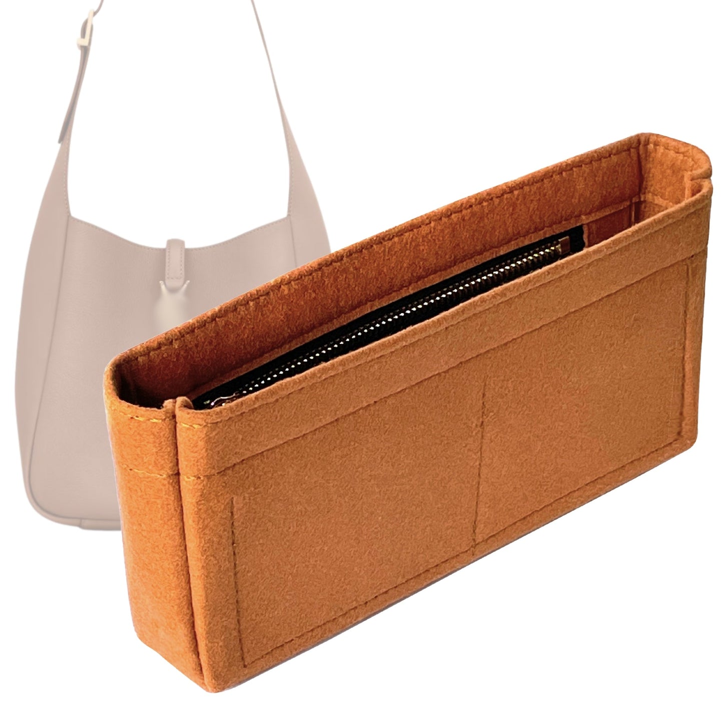 Organizer for [LE 5 A 7 Supple Small, Saint Laurent (YSL)] Bag Insert (Felt, Slim with Zip Pocket)